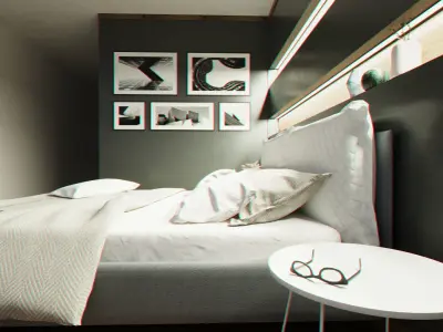 Bedroom modern with walls and wooden floors 3D model order