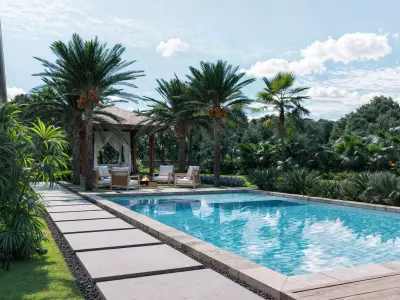 Tropical Backyard Exterior Scene 3D model