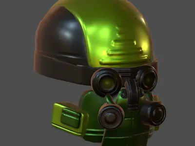 Gas mask helmet 3d model scifi Low-poly  3D model 2