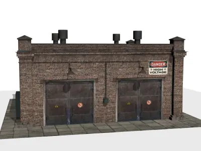 electrical substation Low-poly 3D model