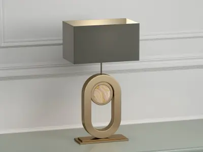 Lamp 2 gold table with marble base 3D model