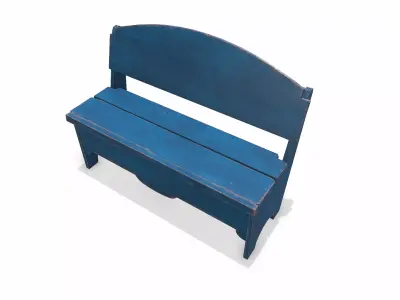 Painted Outdoor Wooden Bench Low-pooly PBR Low-poly 3D model
