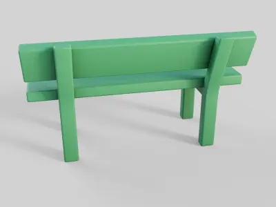 Cartoon Bench 4 Low-poly 3D model