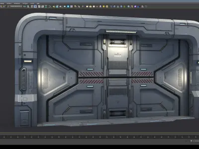Sci-Fi Door Kit Vol 01-Type E-PBR Low-poly 3D model