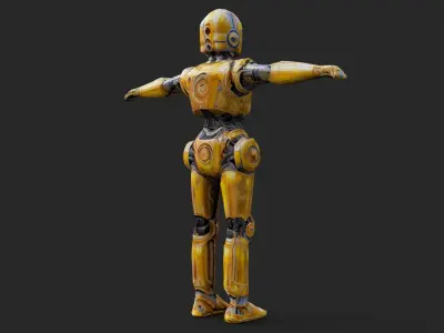 Robot C4po Low-poly 3D model