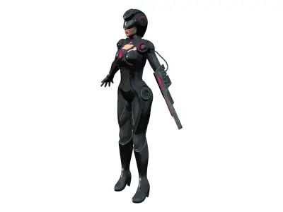 Cyborg Security Robo Suit Low-poly 3D model