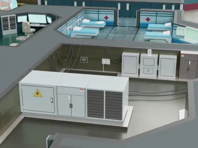 Among Us Map with all Textures and Props Low-poly 3D model