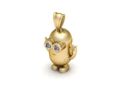 Golden Robot Pendant 3D Printable Model 3D print model