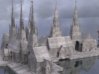 Tortuga Church street 3D 3D model