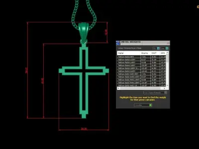 High Cross Pendant Light Gold 18K 4CP052 3D print model