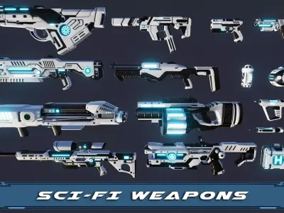 Scifi Weapon pack Low-poly 3D model
