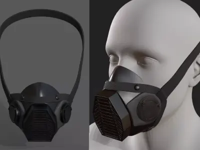 Gas mask helmet 3d model military combat fantasy cyborg armor  Low-poly 3D model