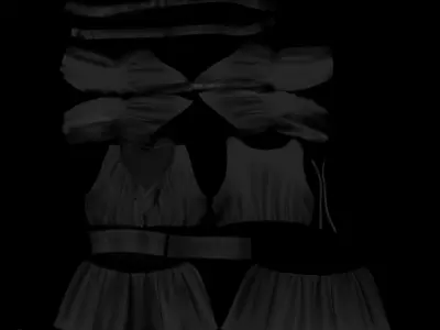 Trumpet Sleeve Flouncing Tunic Dress Low-poly 3D model