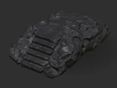 Stairs stone staircase 08 Low-poly 3D model