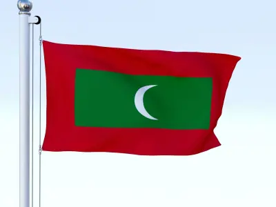Animated Maldives Flag Low-poly 3D model