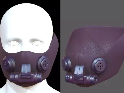 Gas mask helmet 3d model scifi Low-poly  Low-poly 3D model 312