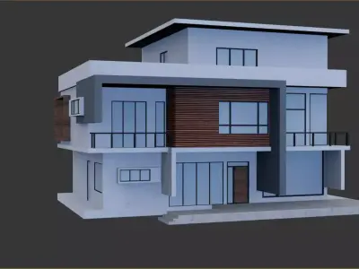 Akya - Big Modern House Low-poly 3D model