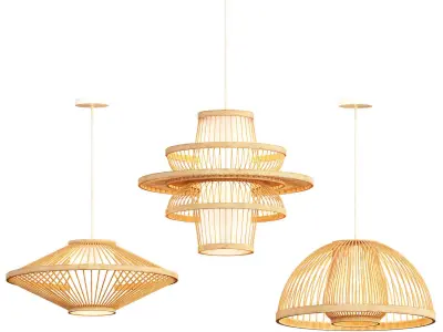 Bamboo LED Pendant 3D model
