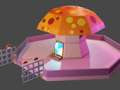 Mushroom House for human Free low-poly 3D model
