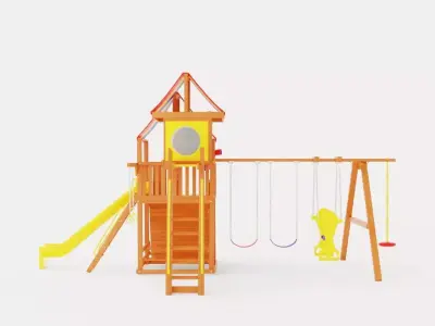 Sunshine Clubhouse Pkg IV Tons of Bells Whistles With Tarp Low-poly 3D model
