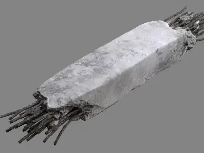 Damaged Concrete Column 02 v2 Low-poly 3D model