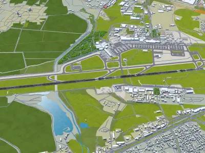 Sofia Airport 12km Low-poly 3D model