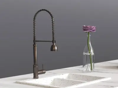 Kitchen faucet and sink 3D model