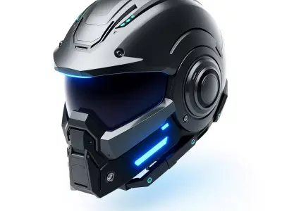 Futuristic SciFi Pilot Helmet Low-poly 3D model