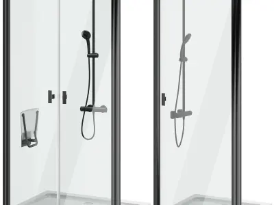 Shower doors Radaway Nes 8 Black set 141 3D model