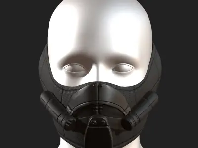 Gas mask respirator scifi futuristic 3d model  Low-poly 3D model 5