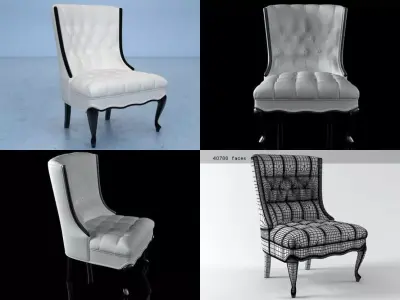 Tufled Low Chair 3D model