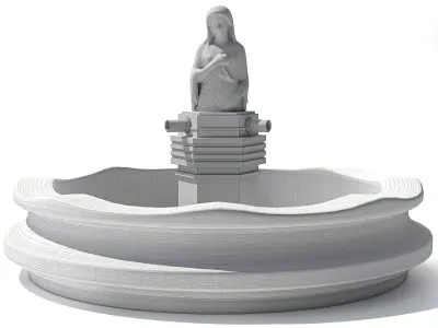 Stone Fountain with Classical Woman Statue  Low-poly 3D model