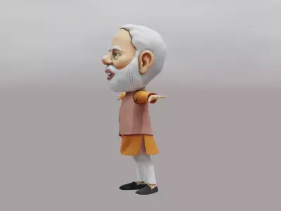 PM Modi Cartoon 3D print model Low-poly 3D model