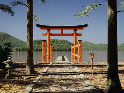 Japanese Bamboo Path 3d Scene 3D model