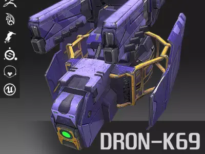 Dron-K69 dron spacecraft Low-poly 3D model