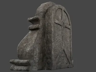 Stone Door with Ornaments Low-poly 3D model