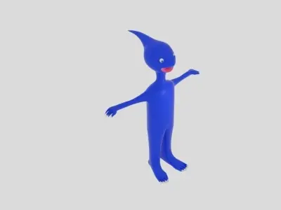 Blue Head Alien Low-poly 3D model