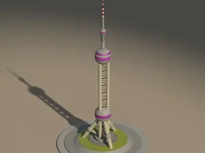 Shanghai Pearl Tower - Landmark Building Low-poly 3D model