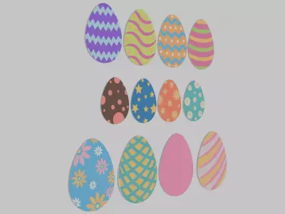 Hanging Easter Egg Fence Art Low-poly 3D model