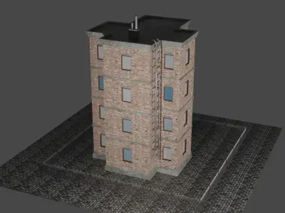 Flat house with PBR textures Low-poly 3D model