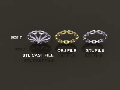 Hermes Style Link Diamond Band Ring Size 7 3D print model