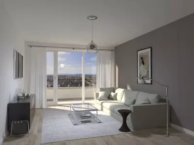 Penthouse Apartment living room and balconey 3D model