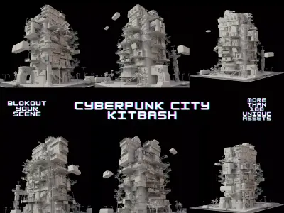 SCIFI Cyberpunk   City Modular  Low-poly 3D model