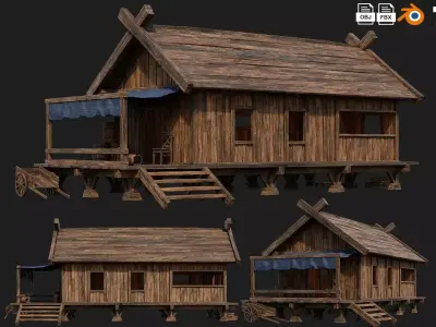 Old Building House 4K Textures GameReady 71 Low-poly 3D model