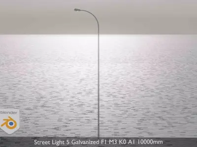 Street Light 5 Galvanized F1 M3 K0 A1 10000mm  Low-poly 3D model