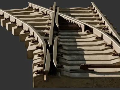 High Poly Modular Railway Pack 3D model