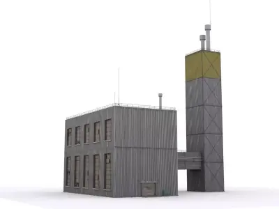 Hangar industrial building Low-poly 3D model from CGTrader