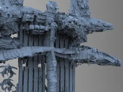 Cyberpunk asteroid grand towers 3D model