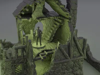 Ruined FarmHouse Tabletop Terrain 28 mm 3D print model