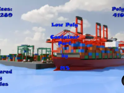 Container Port Low-poly 3D model